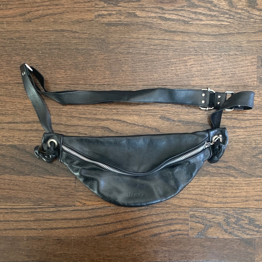 Black Leather Belt Bag